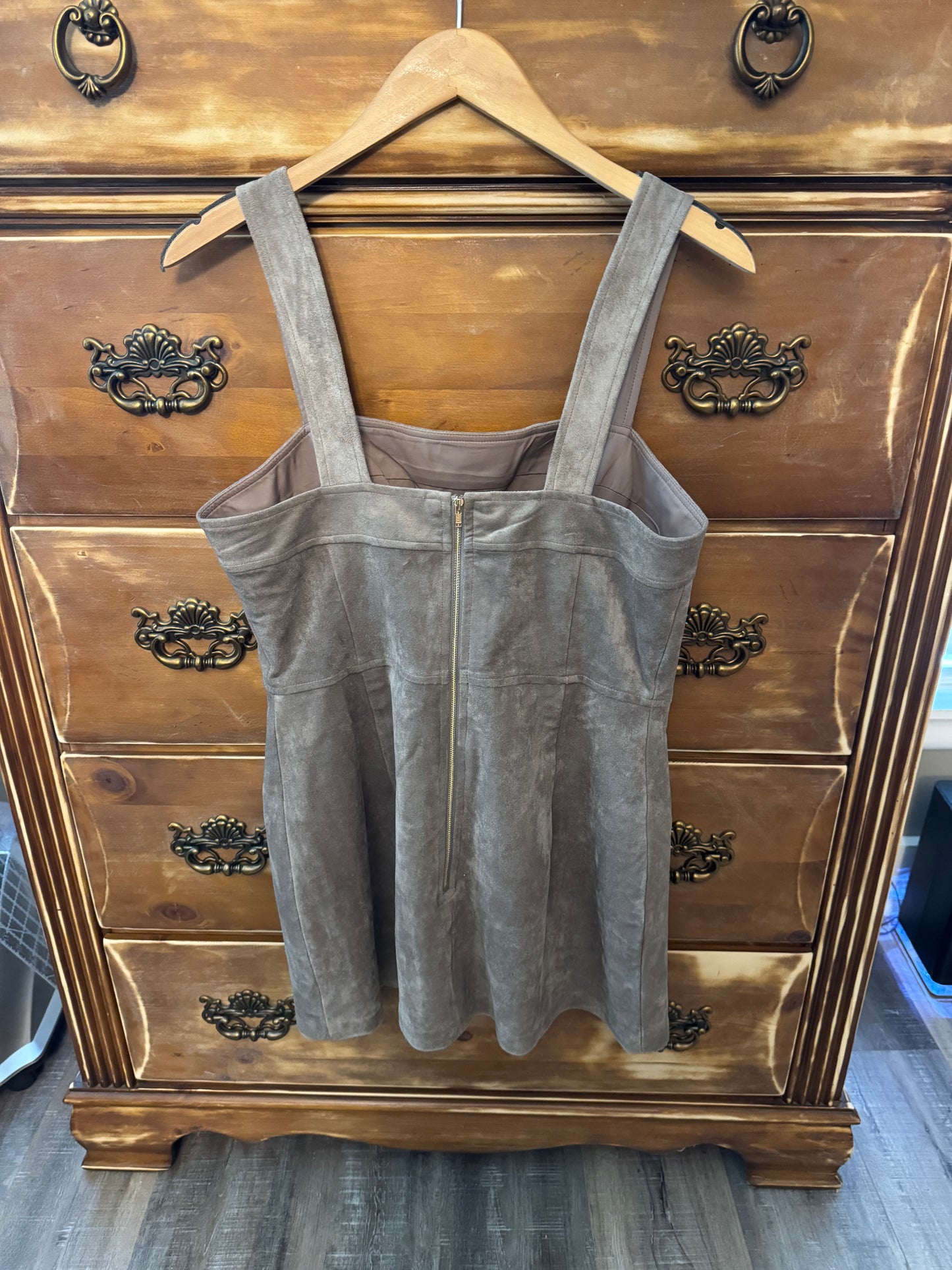 Amanda Uprichard Faux Suede Mini Dress Taupe Brown Medium NWT